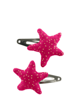 Star hair-clips fuchsia pailleté