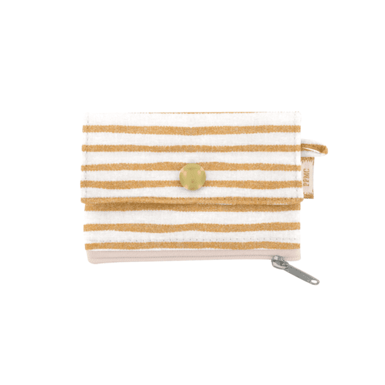 Zipper pouch card purse rayé or blanc