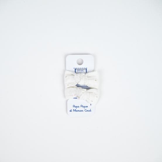 Small bows hair clips starry white english embroidery 