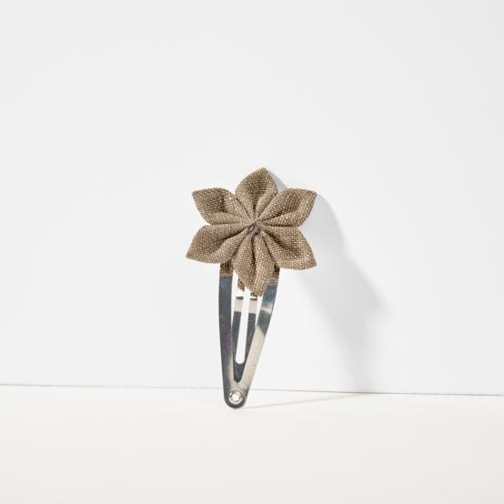 Star flower hairclip copper linen