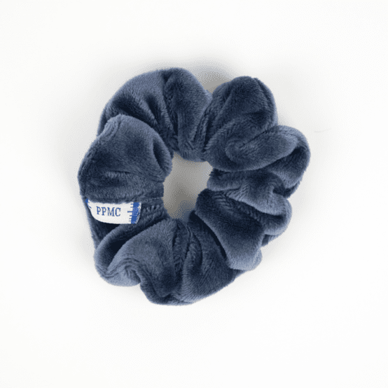 Small scrunchie blue denim velvet
