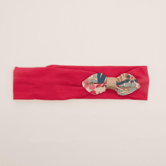 Jersey knit baby headband cerise en fleur