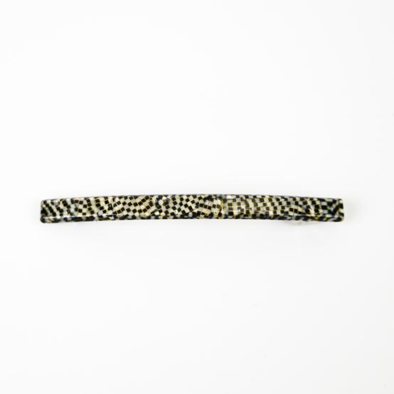 Long Slim Hair Clip black gold checkerboard