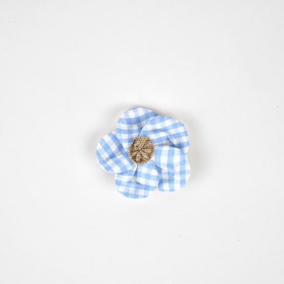Mini Flower petal hair slide sky blue gingham