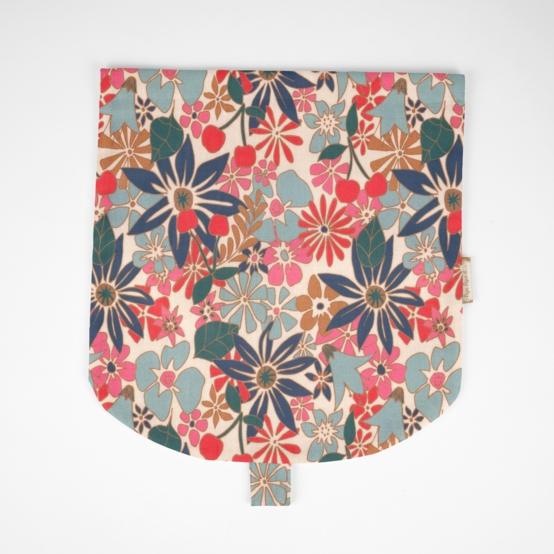 Flap of small shoulder bag cerise en fleur
