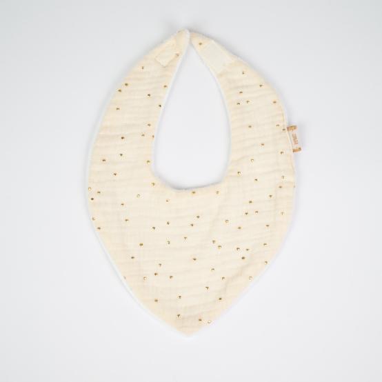 bandana bib gaze pois or écru