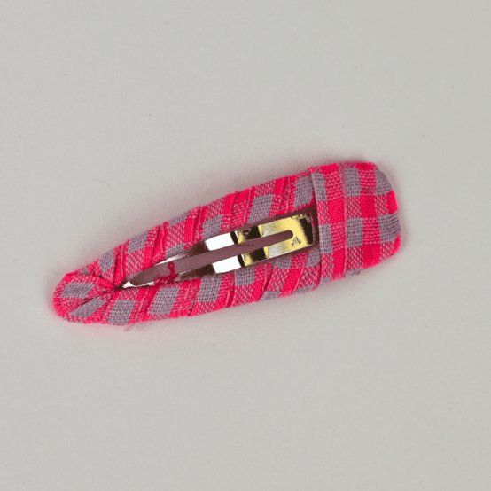 Fabric hair clip neon pink gingham