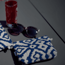 Tiny coton clutch bag jacquard bleu