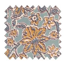 Coated fabric ex2400 ice blue and ocre indian flower