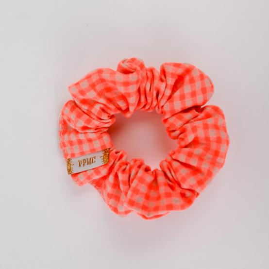 Small scrunchie neon orange gingham