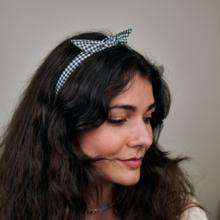bow headband vichy noir