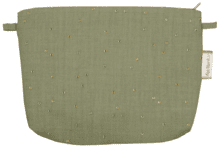 Coton clutch bag almond green with golden dots gauze