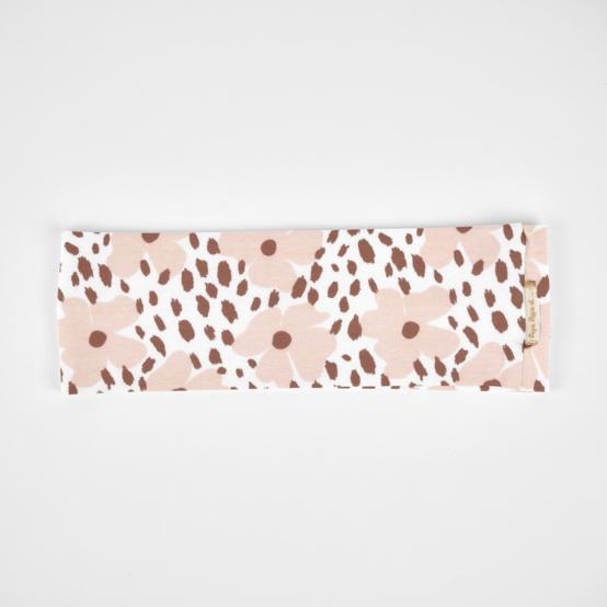 Stretch jersey headband  nude terracotta pansies
