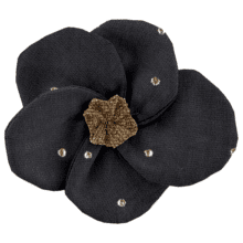 Flower petal hair slide small  gaze pois or noir