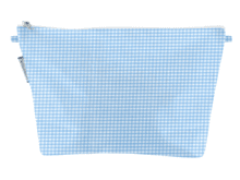 Cosmetic bag with flap sky blue gingham