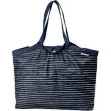 Pleated tote bag - Medium size striped silver dark blue