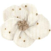 Flower petal hair slide small  gaze pois or écru