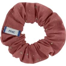 Small scrunchie gaze pois or rouille