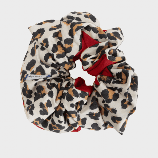 Large Two-Tone Scrunchie leopard - red