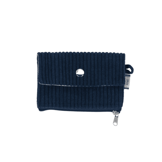 zipper pouch card purse large navy orduroy 