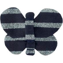 Butterfly hair clip striped silver dark blue