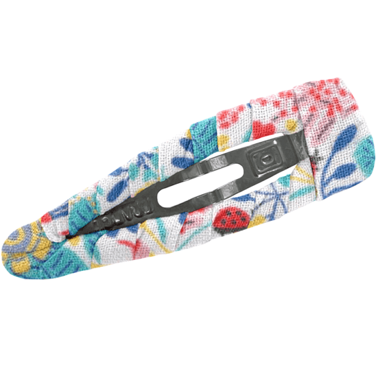 Fabric hair clip champêtre bleuté