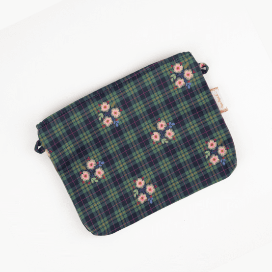 Tiny coton clutch bag tartan fleuri