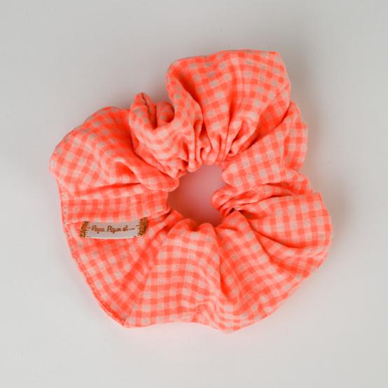 Scrunchie neon orange gingham