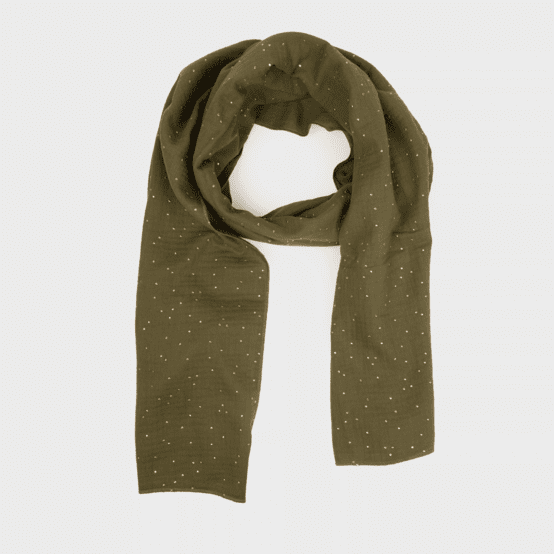 Lightweight Scarf gaze pois or kaki