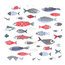 Cotton fabric ex2526 white graphic sardines