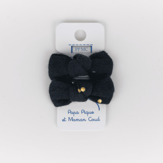 Small bows hair clips gaze pois or noir