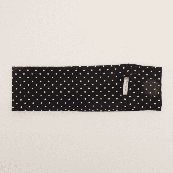 Stretch jersey headband  pois blanc noir