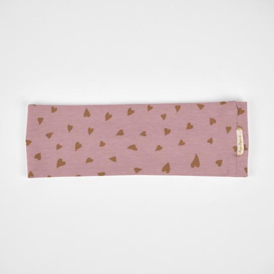 Stretch jersey headband  caramel heart pink