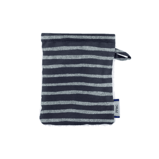 Make-up Remover Glove striped silver dark blue