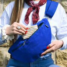 Banana bag navy blue terry towelling