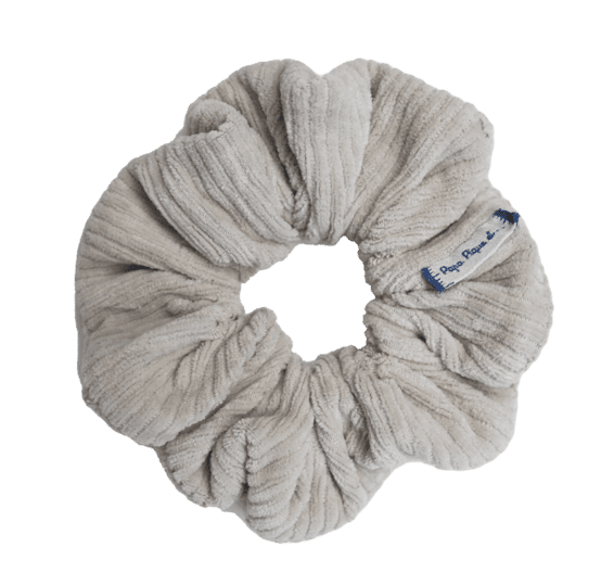Small scrunchie velours côtelé crème