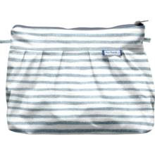 Pleated clutch bag striped blue gray glitter