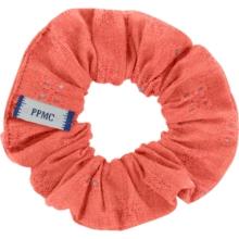 Small scrunchie gaze dentelle corail