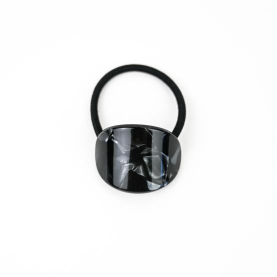  Oval Jewel Hair Tie pearl black