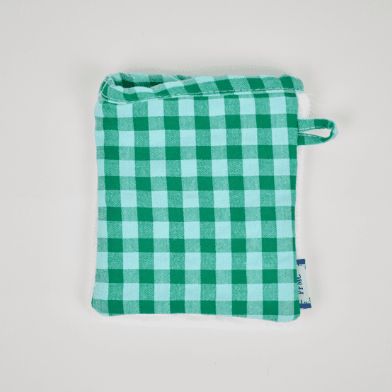 Make-up Remover Glove green mint gingham