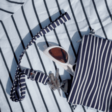 Lanyard necklace striped  ivory navy