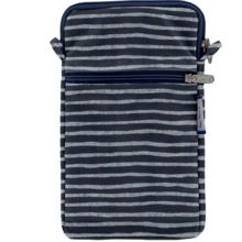 Quilted phone pocket striped silver dark blue