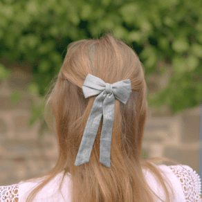 Medium ribbon hair clip  glitter linen