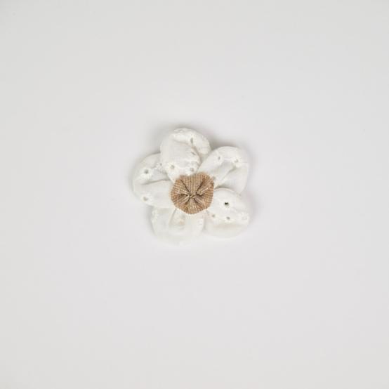 Mini Flower petal hair slide starry white english embroidery 