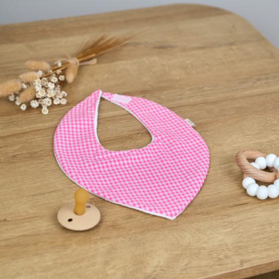 bandana bib neon pink gingham