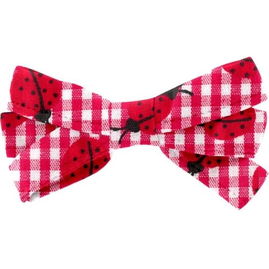 Ribbon hair slide ladybird gingham