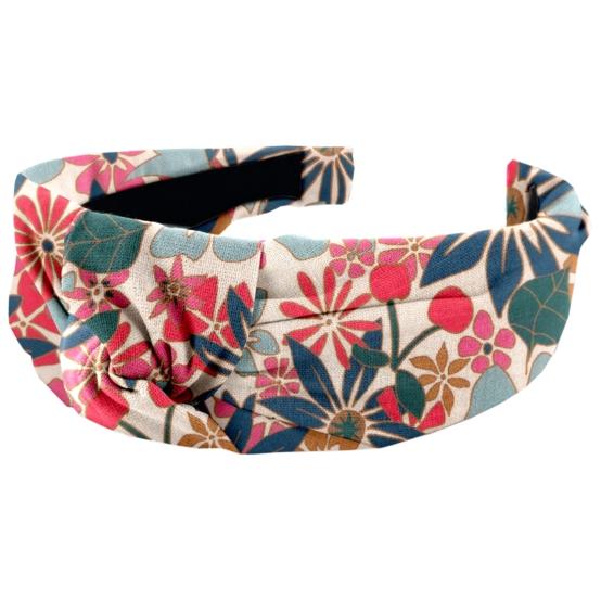 Large Crossed Headband cerise en fleur