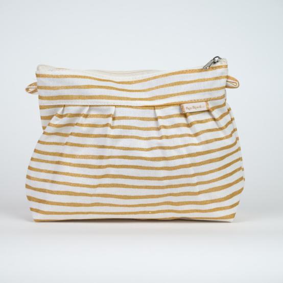 Pleated clutch bag rayé or blanc