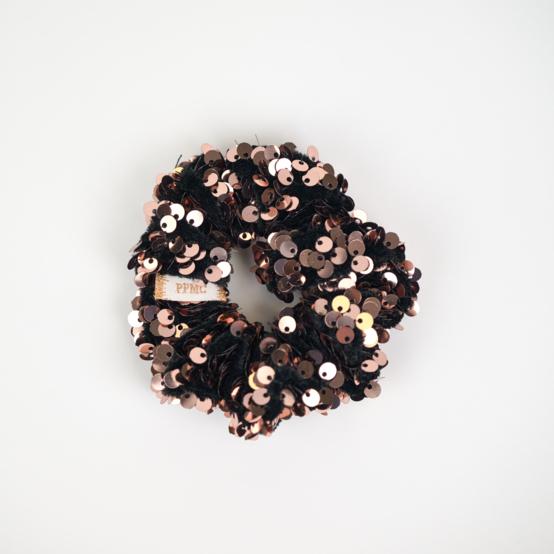 Small scrunchie bronze sequins
