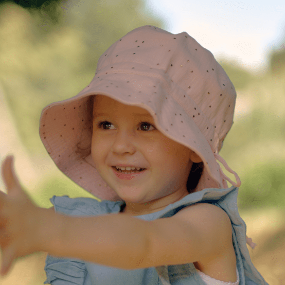 Sun hat adjustable-size T2 gaze pois or rose